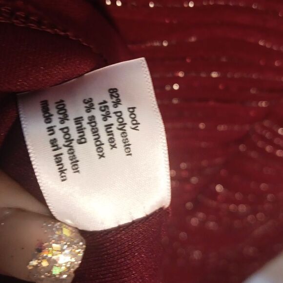 Lane Bryant Elegant Burgandy Silver Shimmer Sleeveless Dress - Picture 7 of 9